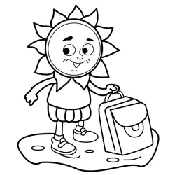 Happy Sun Character Ready Journey Free Coloring Page for Kids