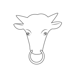 Cow Head Door Knocker Free Coloring Page for Kids