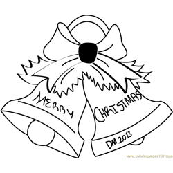 Merry Christmas Bell Free Coloring Page for Kids