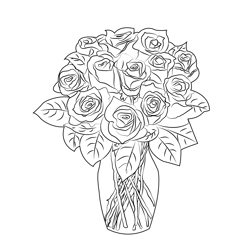 Birthday Roses Free Coloring Page for Kids