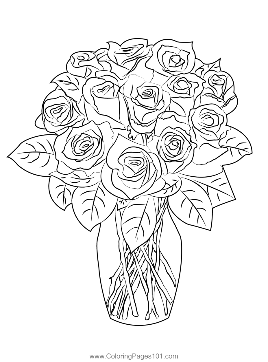 Rose Bouquet Coloring Page Rose Bouquet Coloring Page