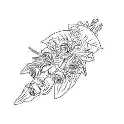Rose Bouquet Free Coloring Page for Kids