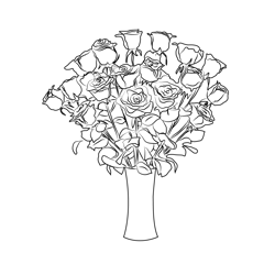 Rose Flower Bouquet Free Coloring Page for Kids