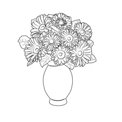 Sun Flower Bouquets Free Coloring Page for Kids