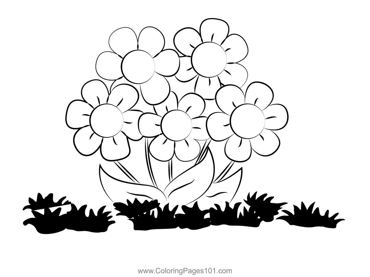 Beautiful Flowers Coloring Page for Kids - Free Flower Pots ...