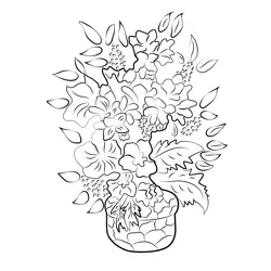 Flowers In Pottery Vase Free Coloring Page for Kids