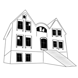Abandoned Haunted House Free Coloring Page for Kids