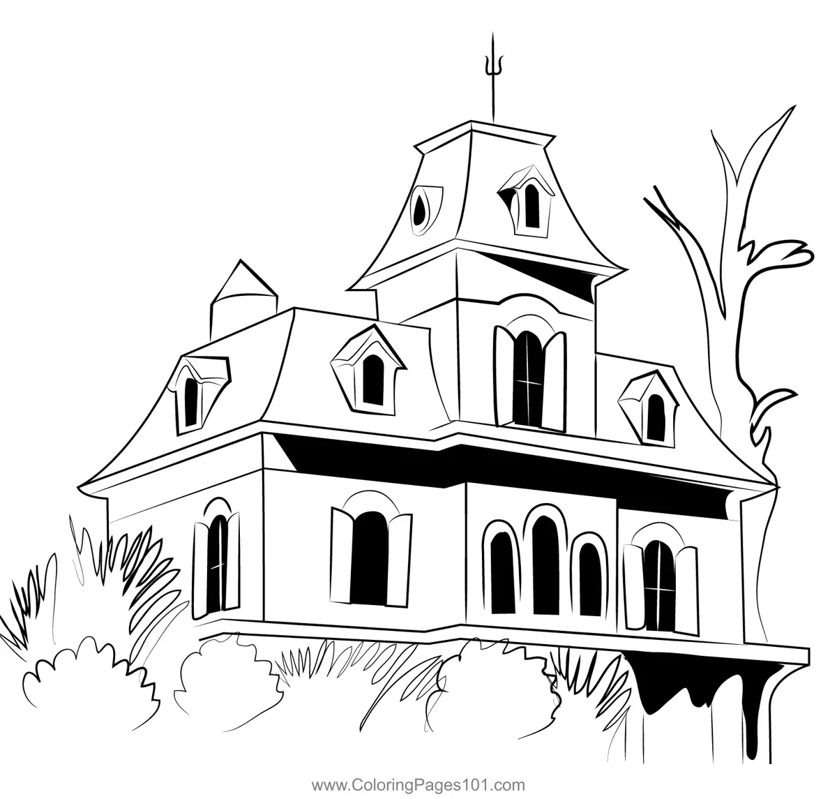 Belle Of The Ball Haunted Coloring Page for Kids - Free Haunted Houses ...