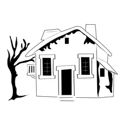 Haunted House 1 Free Coloring Page for Kids