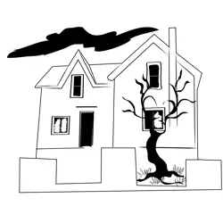 Haunted House 3 Free Coloring Page for Kids
