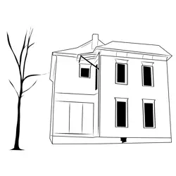 Haunted House 5 Free Coloring Page for Kids