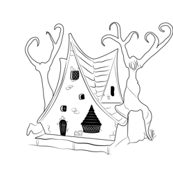 Haunted House 6 Free Coloring Page for Kids
