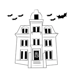 Haunted House Exterior Free Coloring Page for Kids