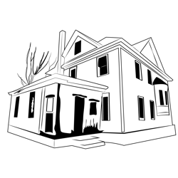 Haunted House Free Coloring Page for Kids