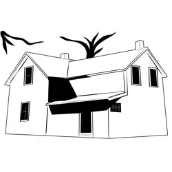 Scary Old House Free Coloring Page for Kids