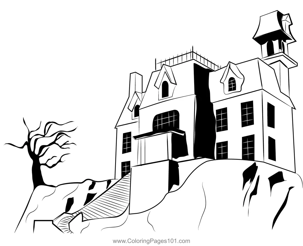 Scooby Haunted House Coloring Page for Kids - Free Haunted Houses ...