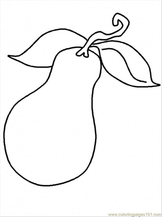 Normal Pear Coloring Page for Kids - Free Pears Printable Coloring