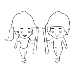 Cartoon Architects Free Coloring Page for Kids