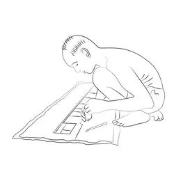 Boy Artist Free Coloring Page for Kids