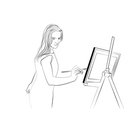 Female Artist Painting Free Coloring Page for Kids