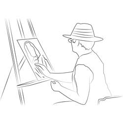 Painter Artist Free Coloring Page for Kids