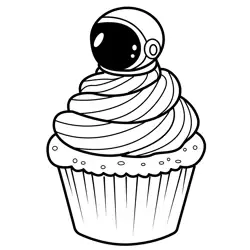 Sweet Treat Astronaut Cupcake Free Coloring Page for Kids