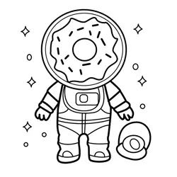 Donut Astronaut Cosmic Journey Free Coloring Page for Kids