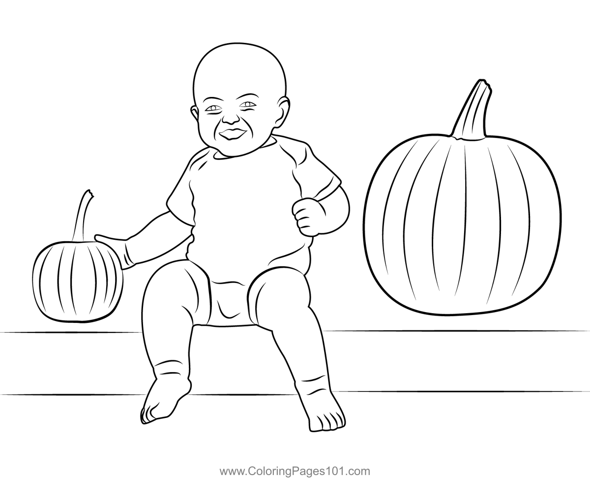 Baby Play With Pumpkins