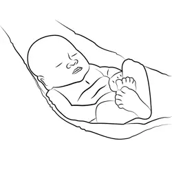 Baby Sleeping In Hammock Free Coloring Page for Kids