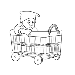 Baby in Basket Free Coloring Page for Kids