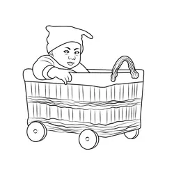 Baby in Basket Free Coloring Page for Kids