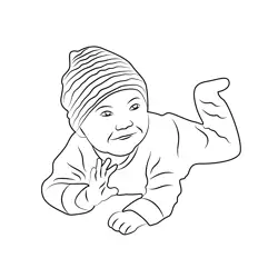 Cheerful Baby Free Coloring Page for Kids