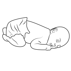 Newborn Baby Free Coloring Page for Kids