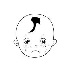 Sad Baby Face Free Coloring Page for Kids
