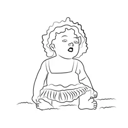 Sitting Cute Baby Free Coloring Page for Kids