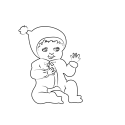 Sitting Happy Baby Free Coloring Page for Kids