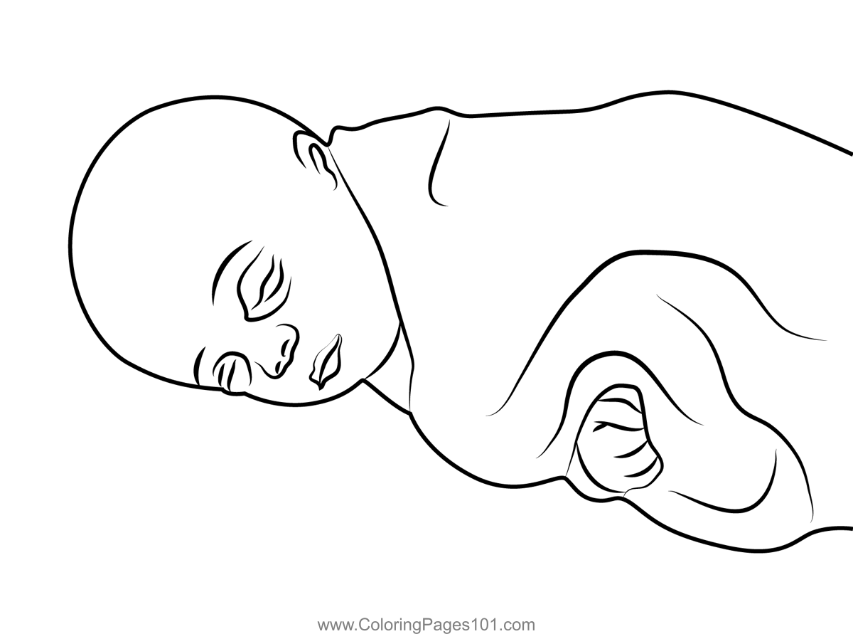 Sleeping Baby Coloring Page for Kids - Free Babies Printable Coloring