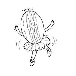 Dancing Watermelon Ballerina Fun Free Coloring Page for Kids