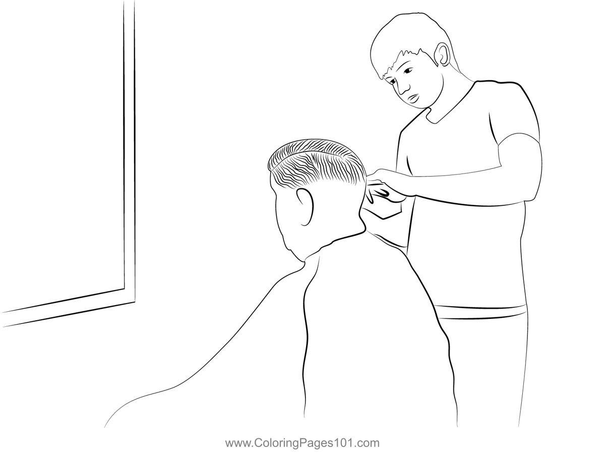 Barber 1 Coloring Page for Kids - Free Barbers Printable Coloring Pages