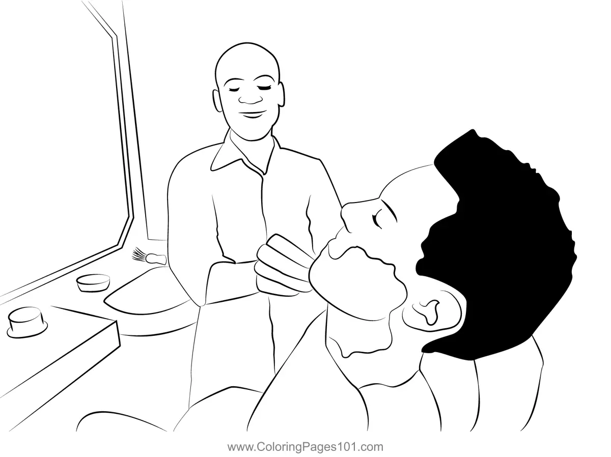 Barber 3 Coloring Page for Kids - Free Barbers Printable Coloring Pages