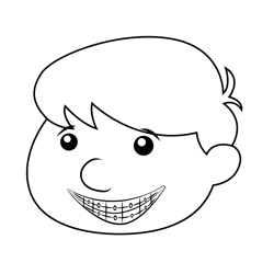 Boy Smile With Braces Free Coloring Page for Kids