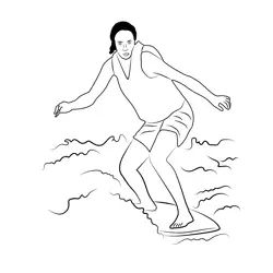 Boy Surfing Free Coloring Page for Kids