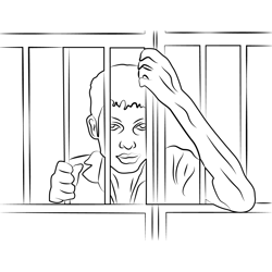 Boy behind Window Free Coloring Page for Kids