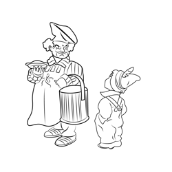Chef And Boy Free Coloring Page for Kids