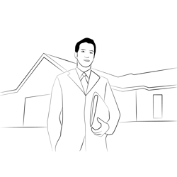 Businessmen Real Estate Agent Free Coloring Page for Kids