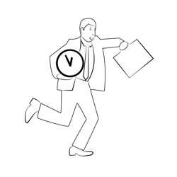 Running Businessman Free Coloring Page for Kids
