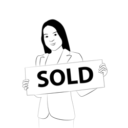 Women with Sold Sign Free Coloring Page for Kids