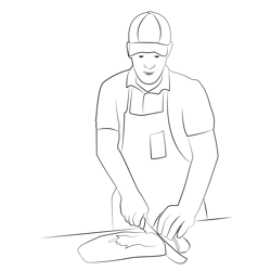 Butcher Cutting Free Coloring Page for Kids