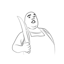 Butcher with Big Knife Free Coloring Page for Kids