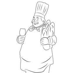 Cooking Chef Cartoon Free Coloring Page for Kids